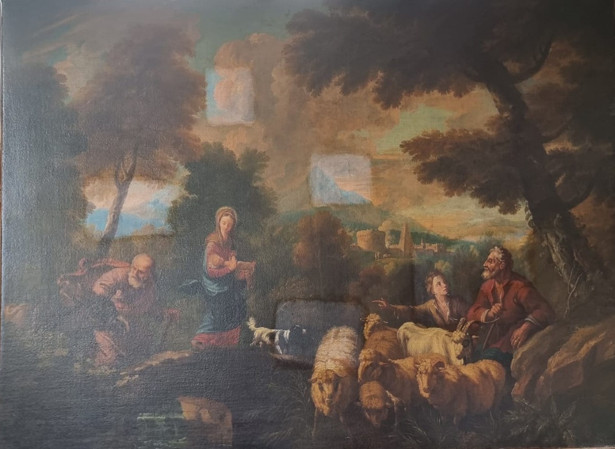 Olio su tela fine 600 Fuga d’Egitto di Philipp Peter Roos 1657-1706 -photo-7
