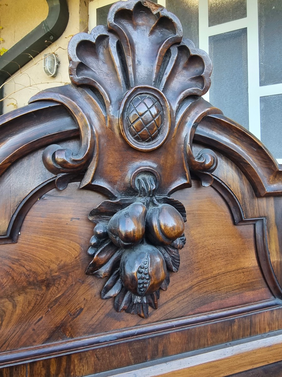 Coppia di credenze bolognesi 1830 Carlo X in radica di noce-photo-7