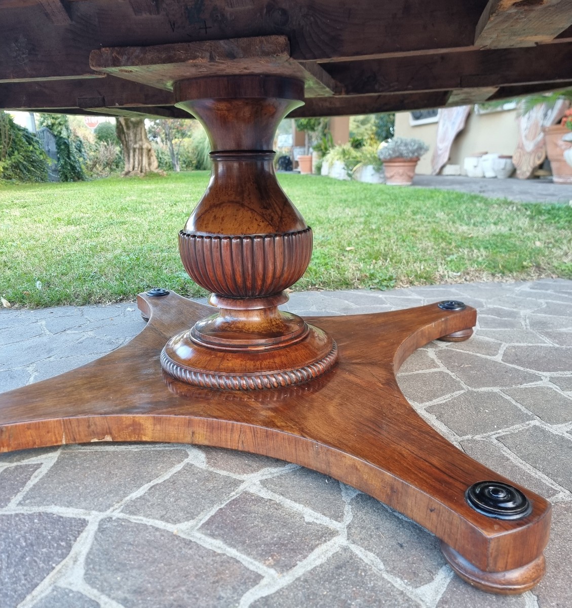 Tavolo tondo in noce Impero 1840 alta qualità-photo-4