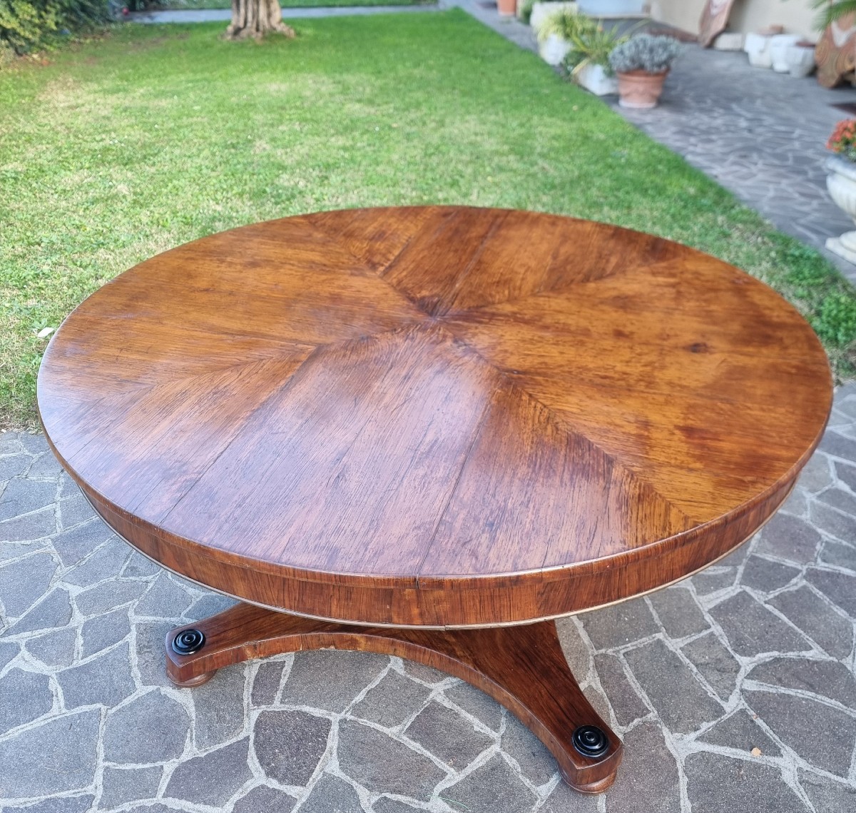 Tavolo tondo in noce Impero 1840 alta qualità-photo-2