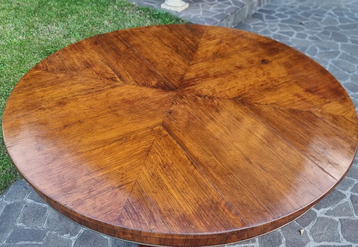 Tavolo tondo in noce Impero 1840 alta qualità-photo-6