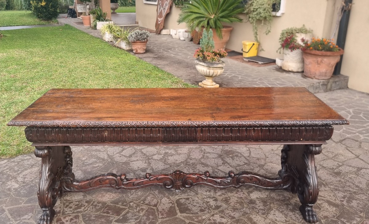 Tavolo 800 in noce da refettorio eclettico-photo-3