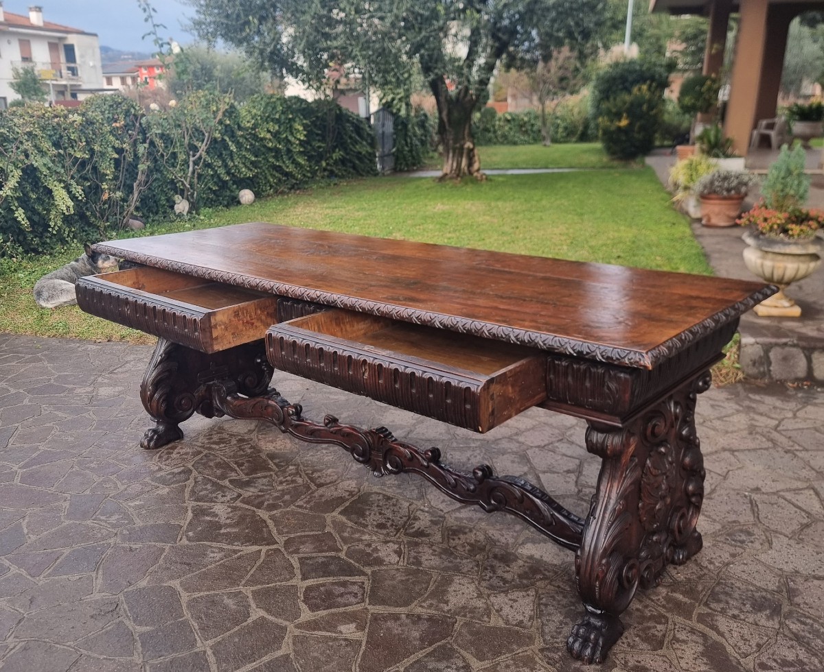 Tavolo 800 in noce da refettorio eclettico-photo-4