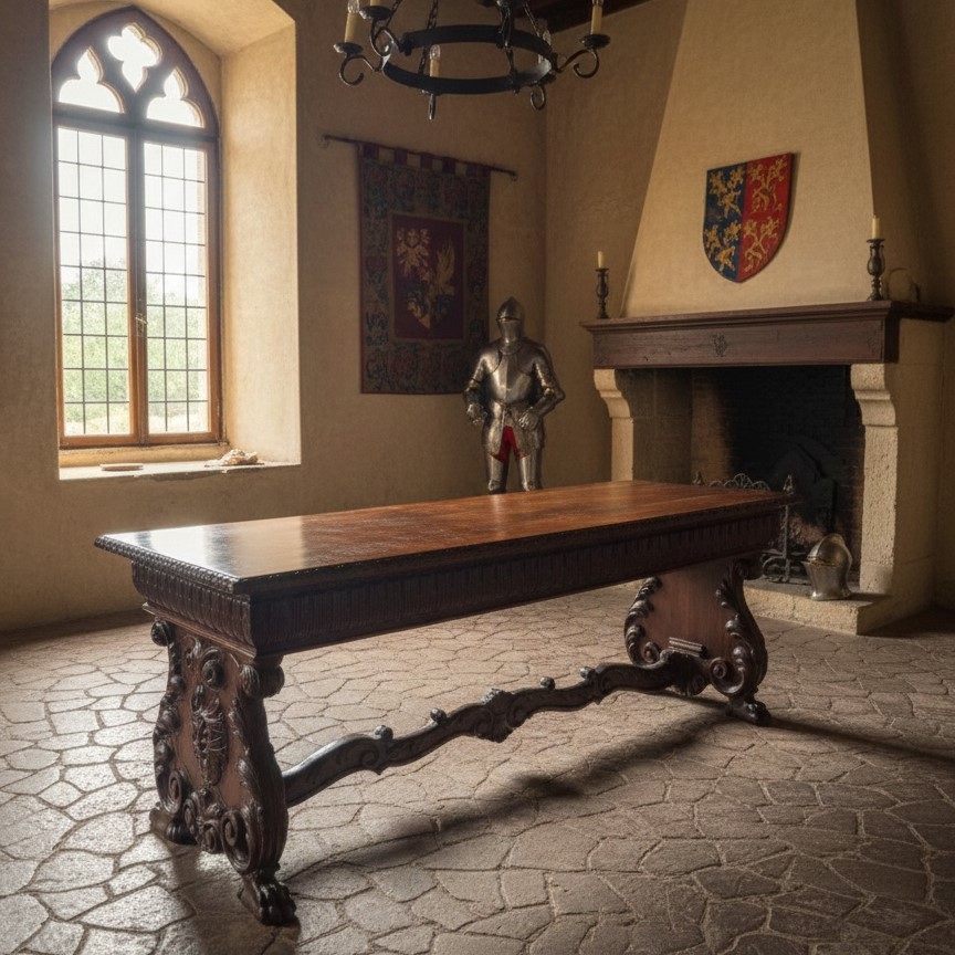 Tavolo 800 in noce da refettorio eclettico-photo-2