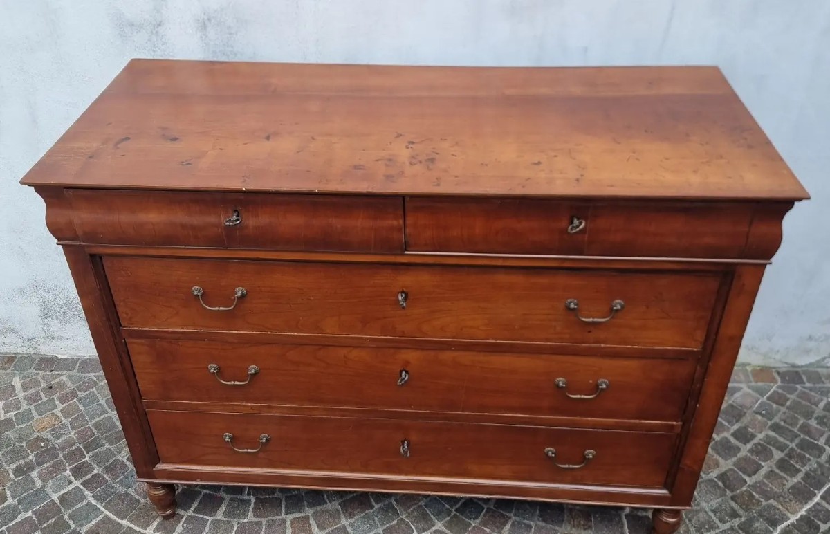 Cassettone in ciliegio del 1800 Carlo X -photo-2
