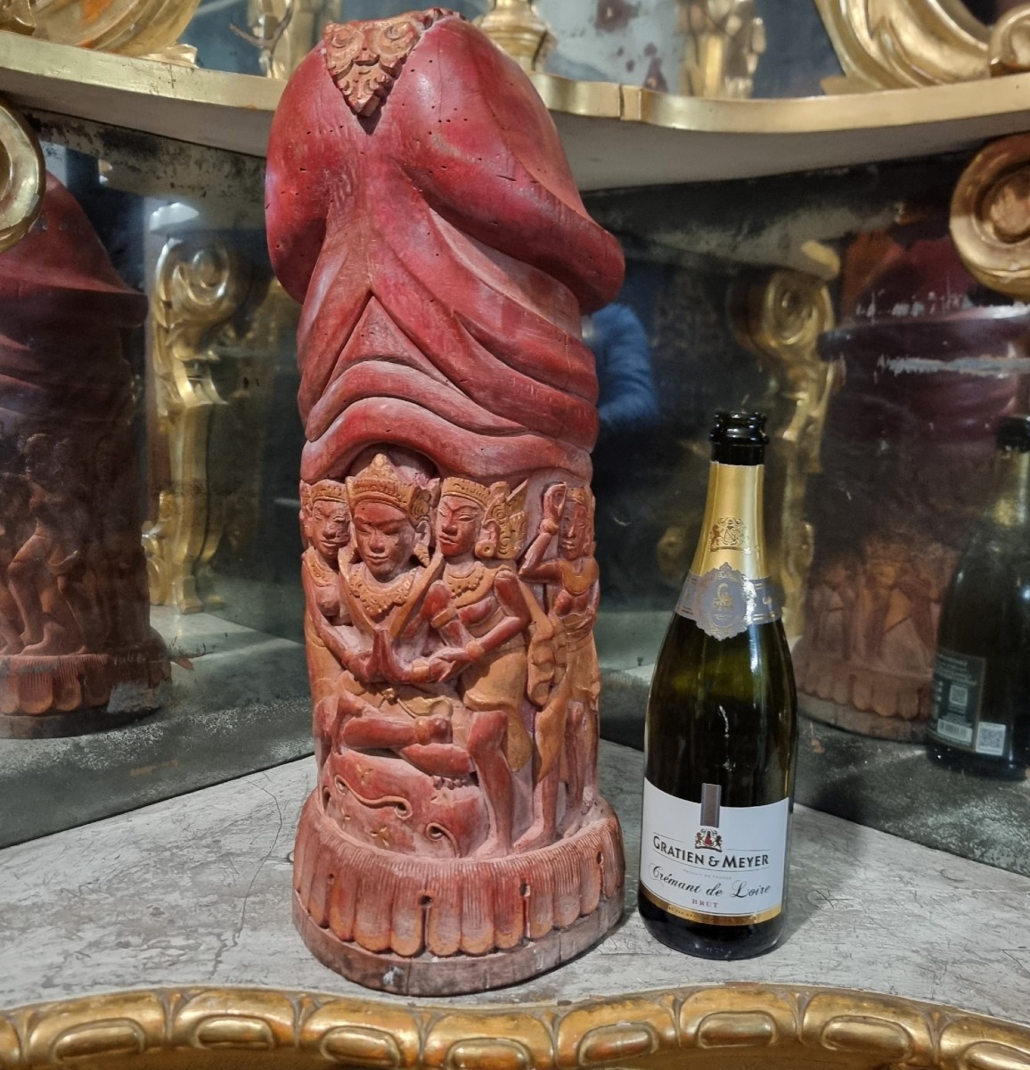 Scultura fallica balinese in legno intagliato del 1920-photo-2