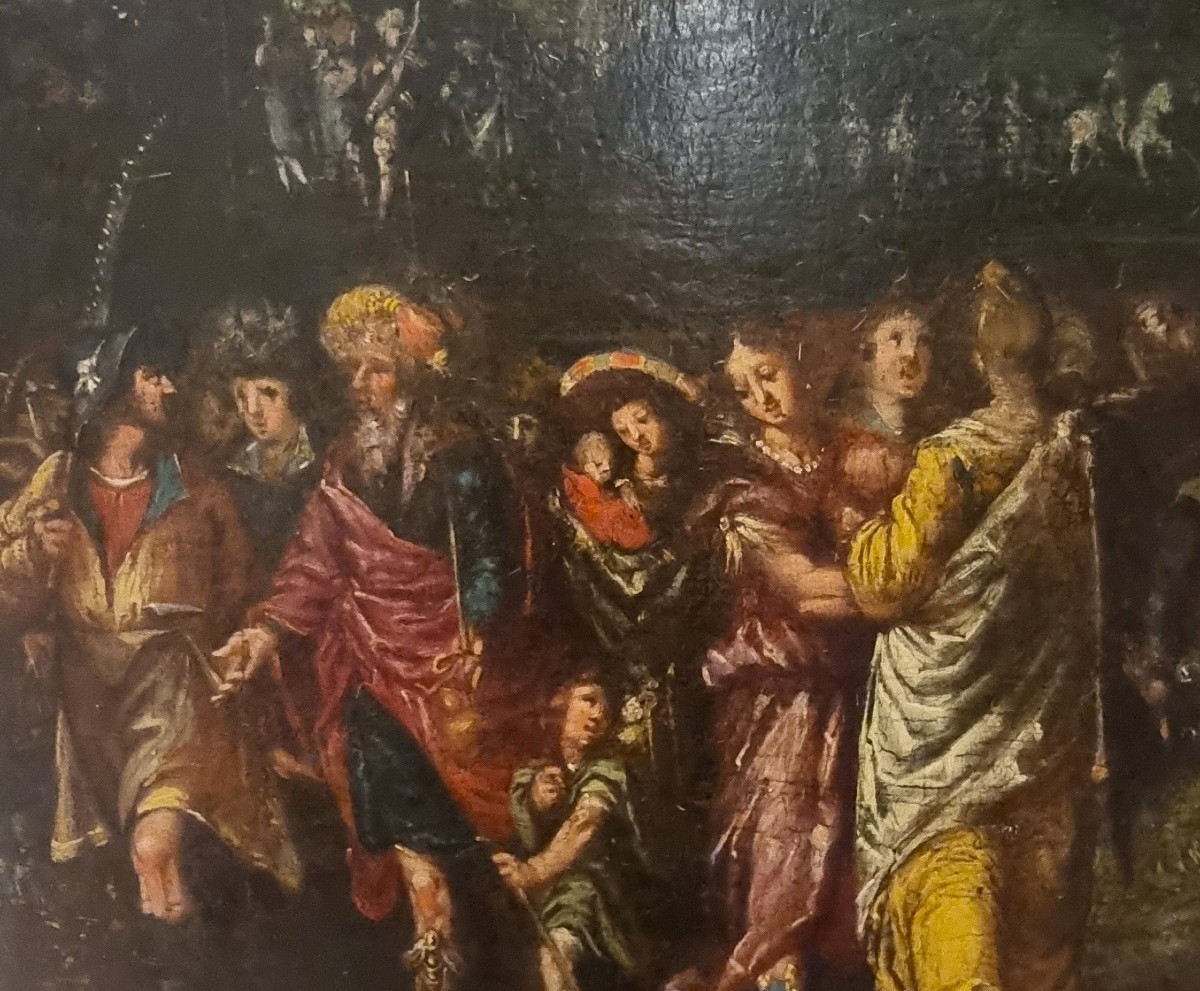 Olio su tavola fine 500 la Torre di Babele Frans Francken II" - Chef-d'œuvre Flamand-photo-4