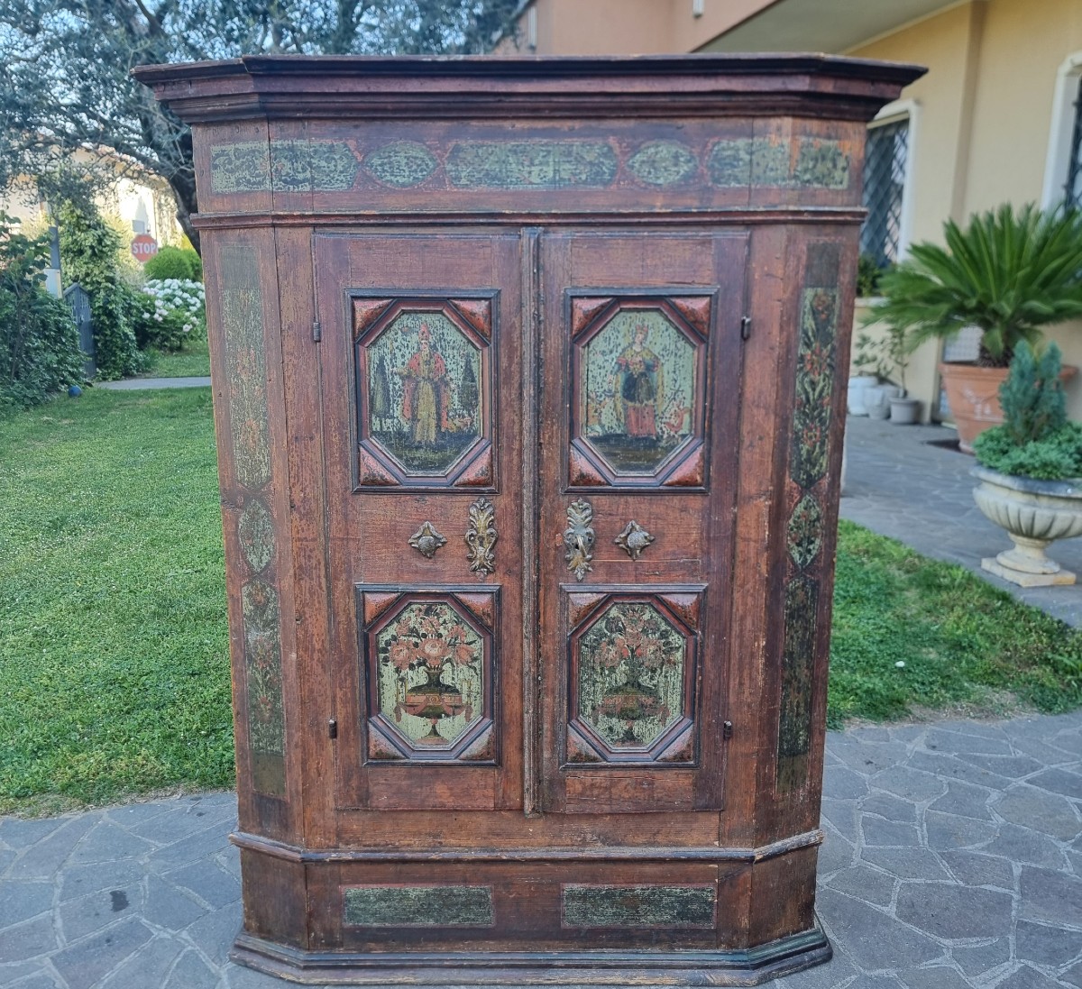 Armadio tirolese del 700 con dipinti originali-photo-7