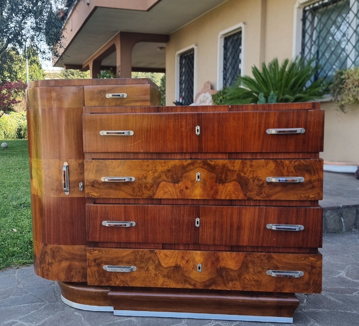 Cassettone in noce e palissandro Art Deco 1930-photo-2