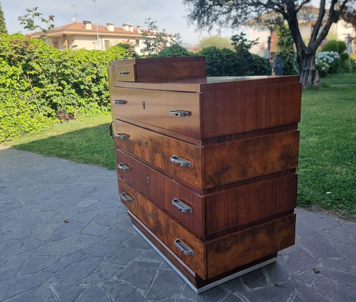 Cassettone in noce e palissandro Art Deco 1930-photo-3