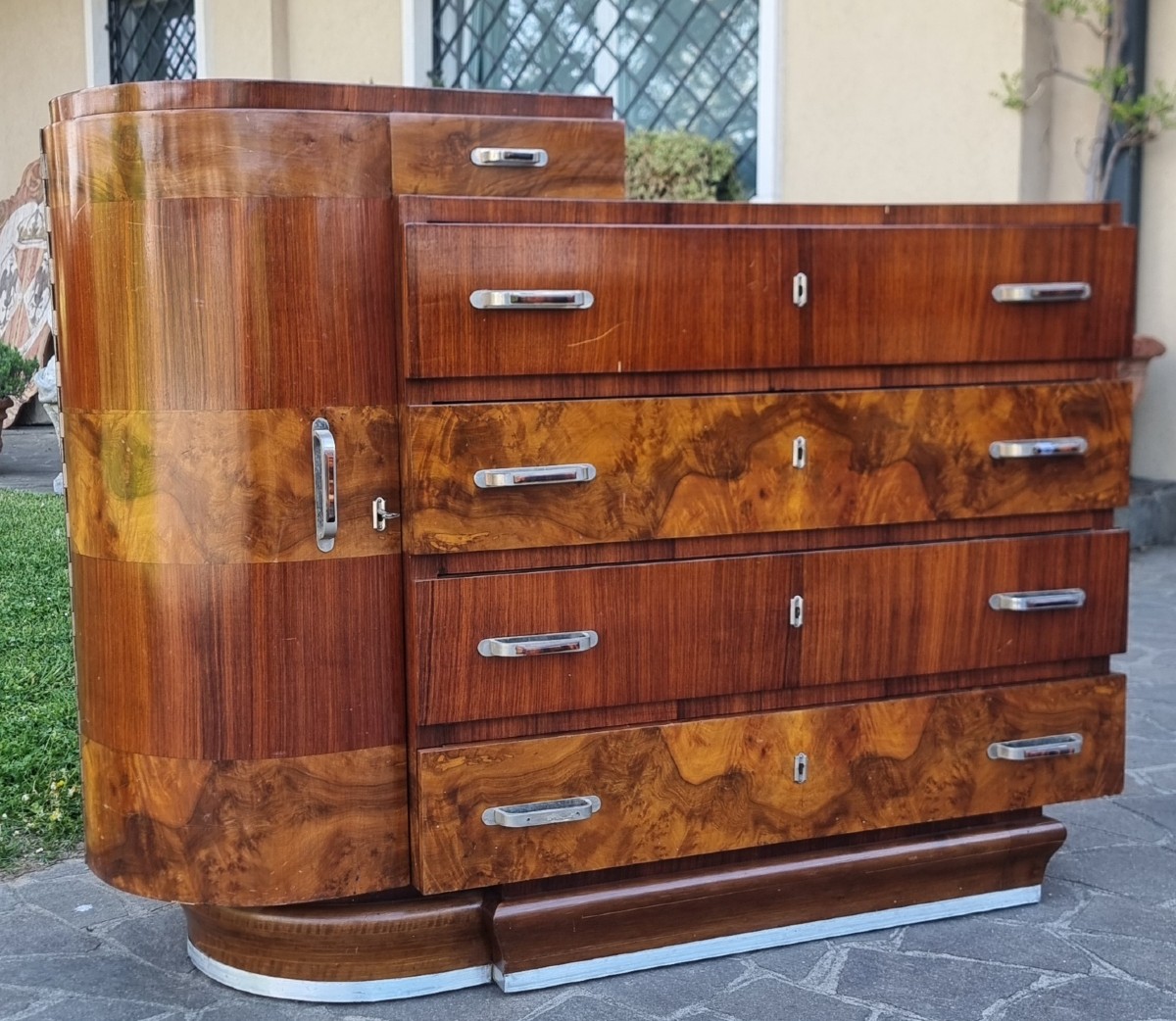 Cassettone in noce e palissandro Art Deco 1930-photo-5