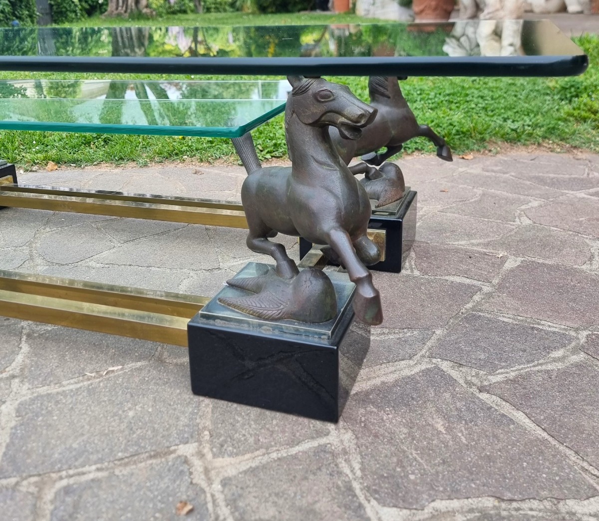 Tavolo con cavalli in bronzo Maison Charles 1970-photo-2