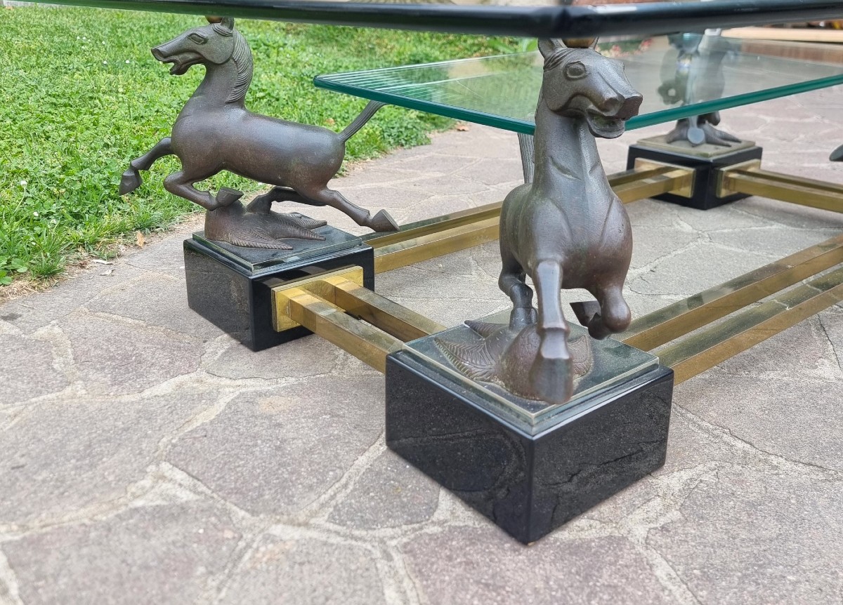 Tavolo con cavalli in bronzo Maison Charles 1970-photo-3
