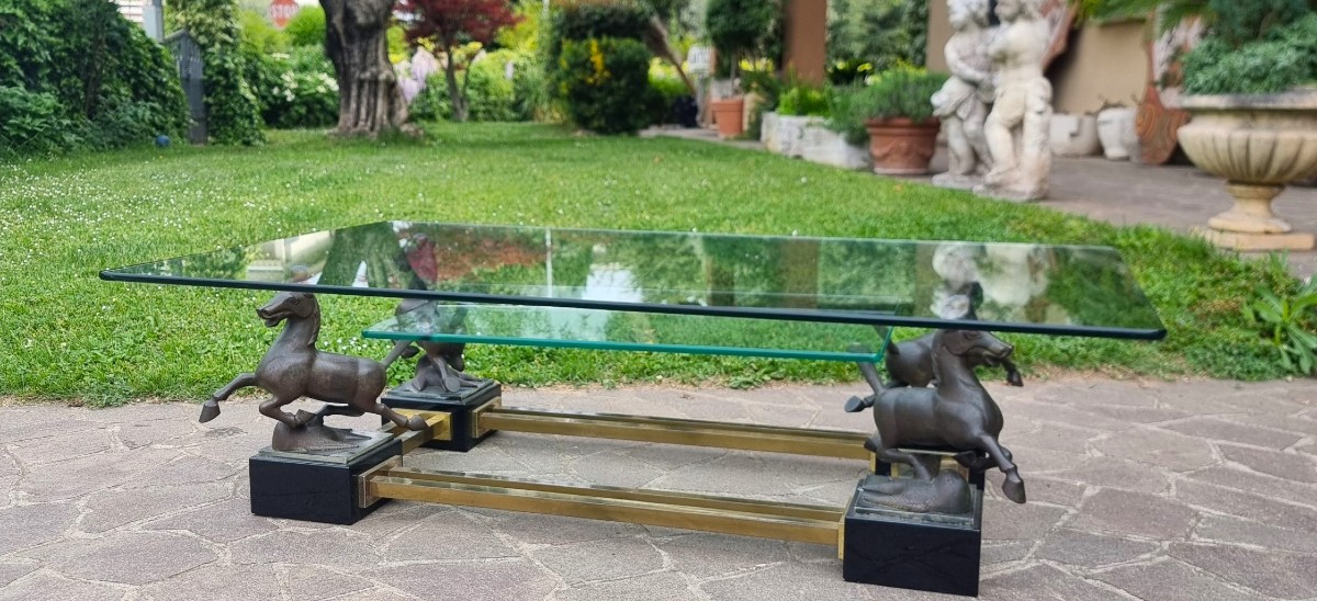 Tavolo con cavalli in bronzo Maison Charles 1970-photo-8