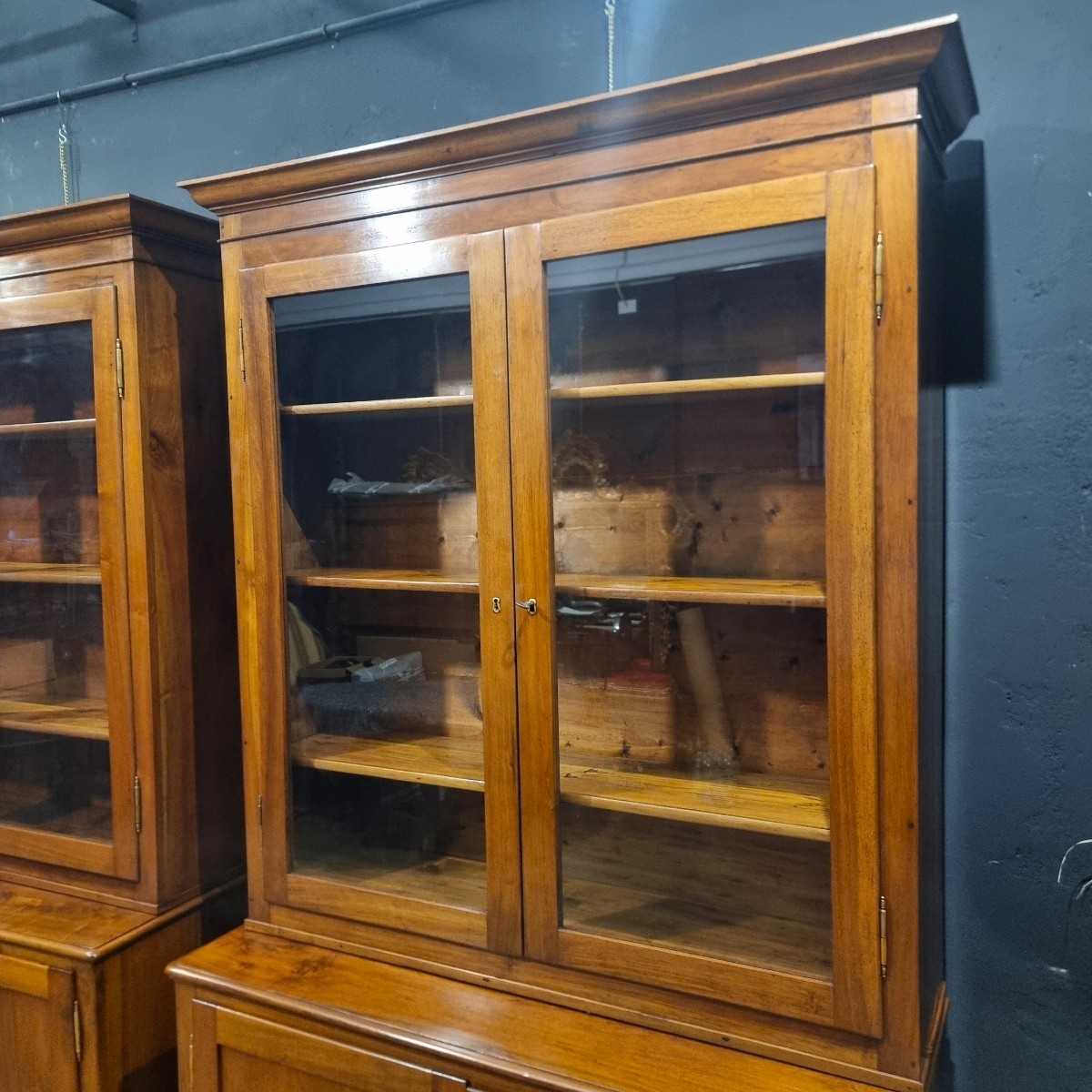Coppia di credenze librerie in noce 1840 Impero alta qualità-photo-3