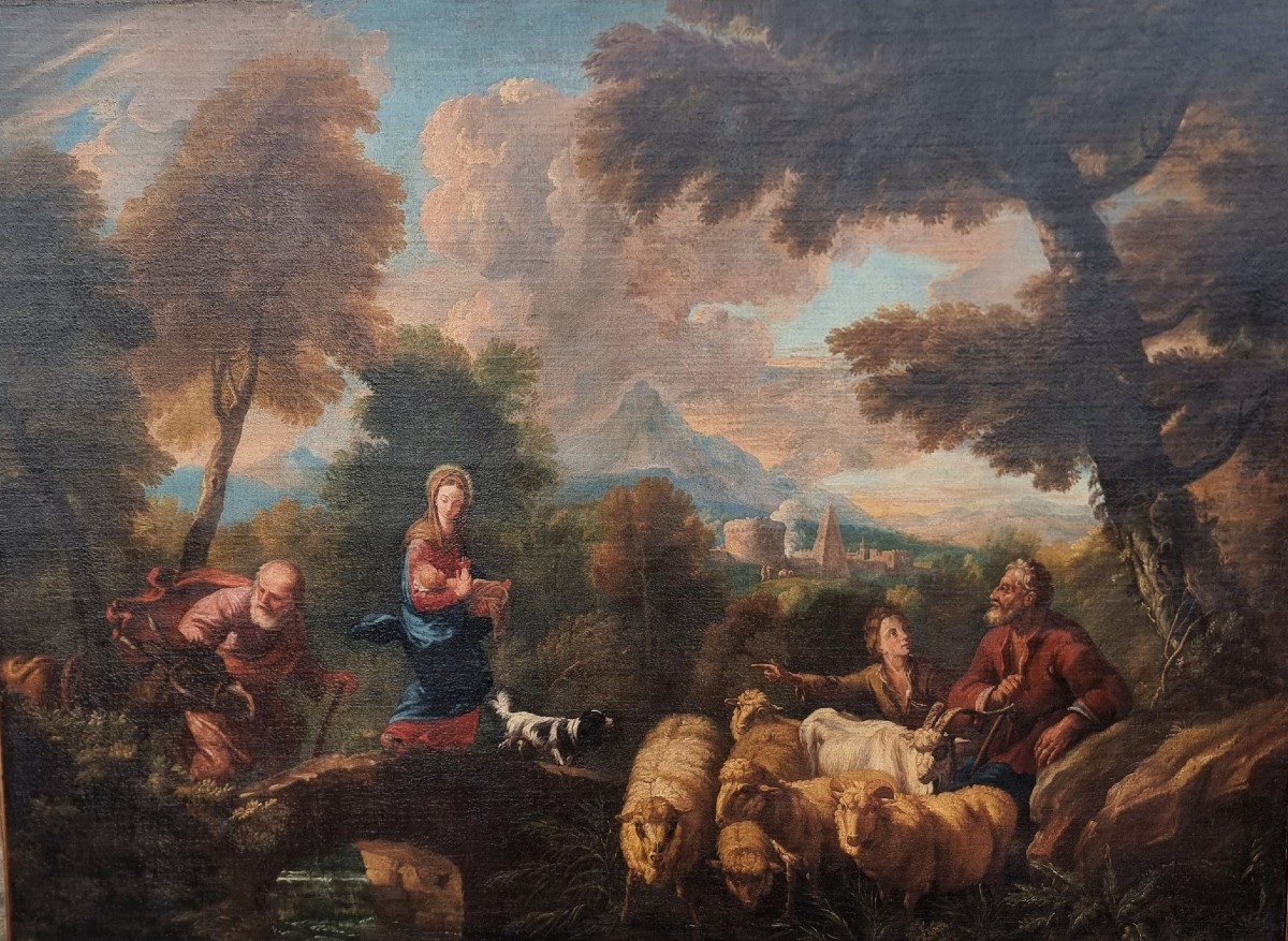 Olio su tela fine 600 Fuga d’Egitto di Philipp Peter Roos 1657-1706-photo-4