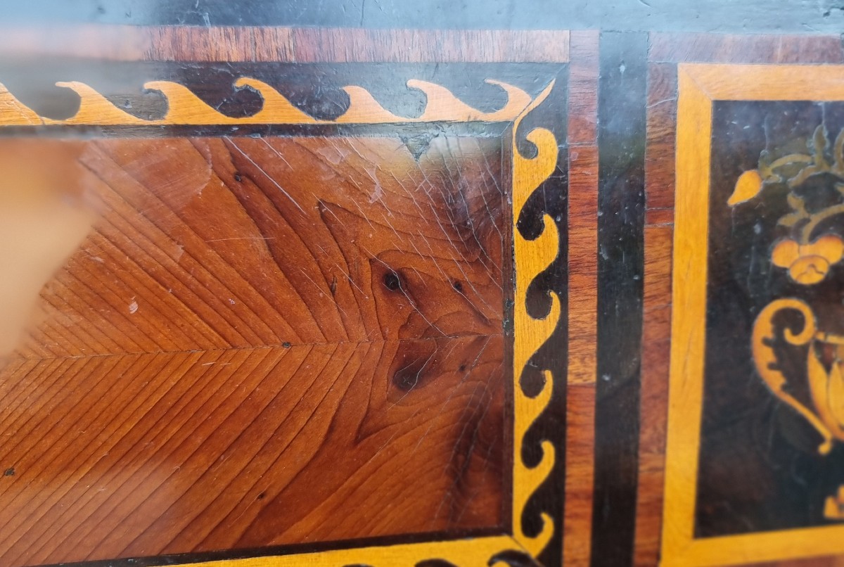 Coppia di cassettoni del 700 Direttorio Napoletani noce acero amaranto e bois de rose-photo-5