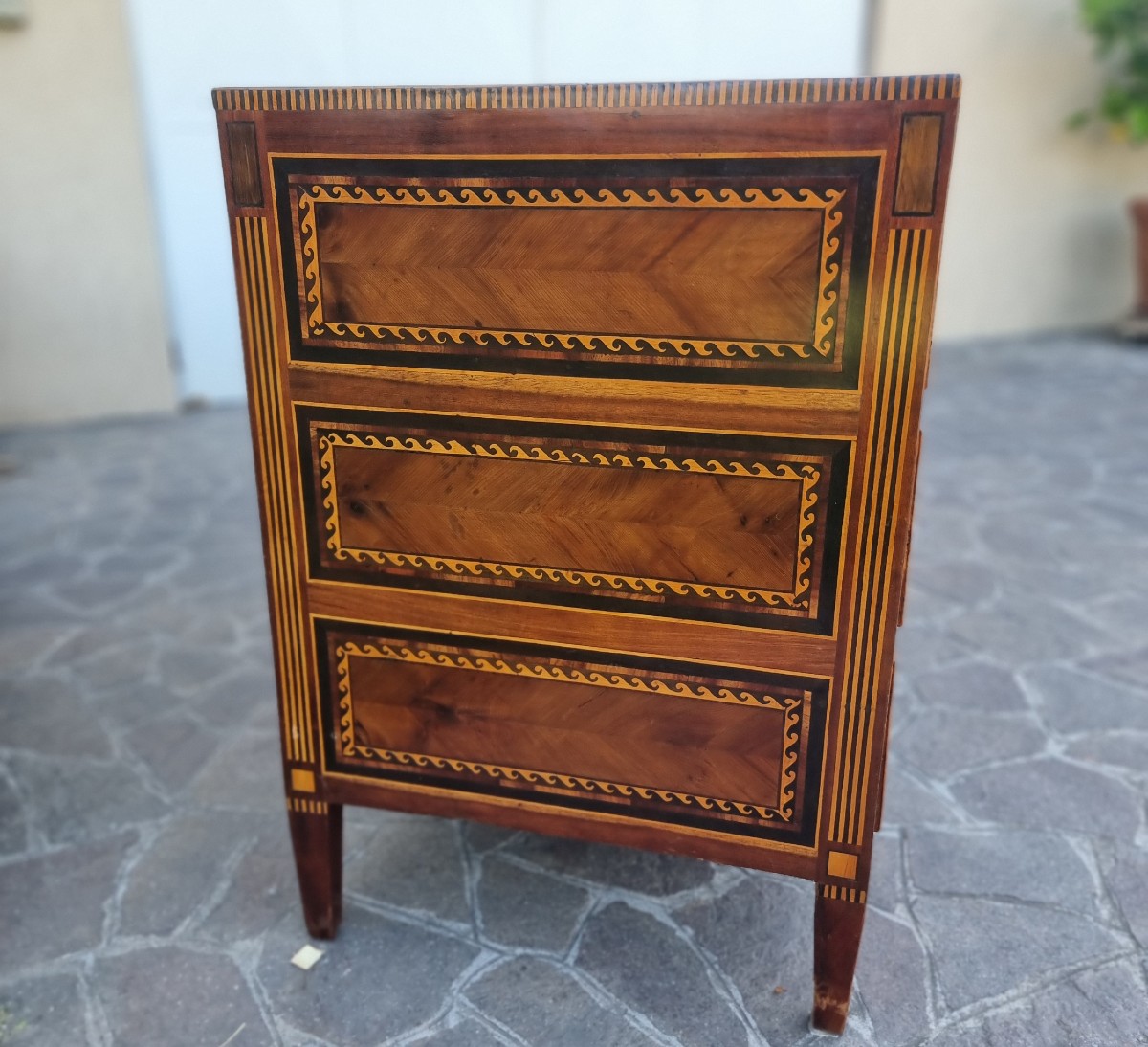 Coppia di cassettoni del 700 Direttorio Napoletani noce acero amaranto e bois de rose-photo-8
