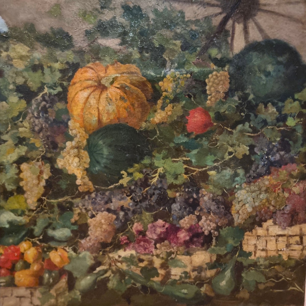 Olio su tela 800 Natura morta con frutta scuola Francese-photo-3
