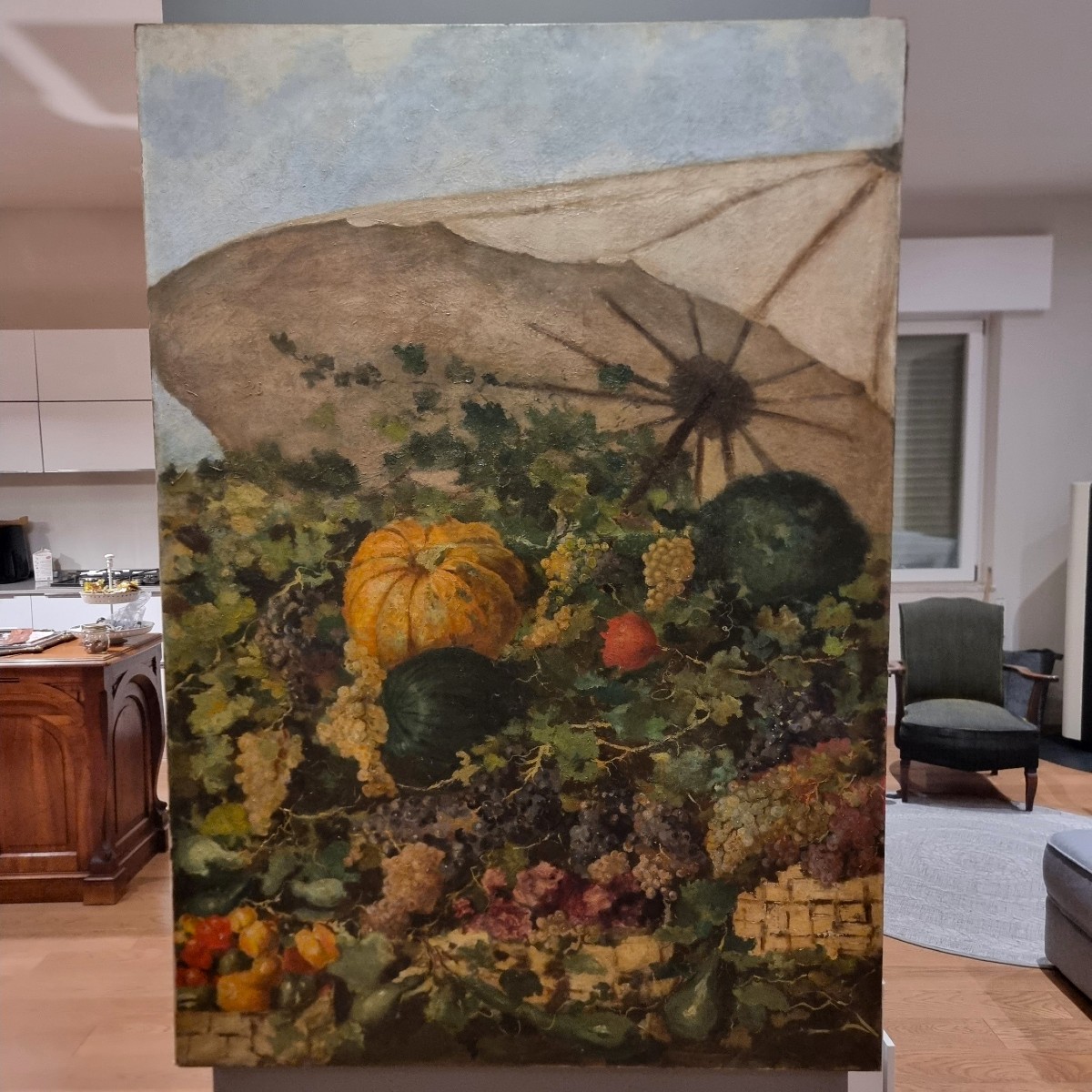 Olio su tela 800 Natura morta con frutta scuola Francese