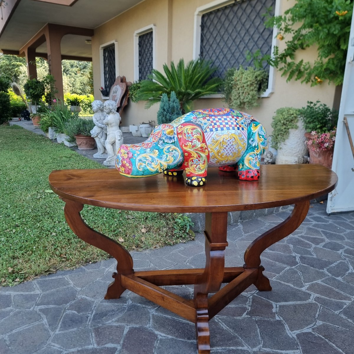 Ippopotamo siciliano in ceramica smaltata a mano 900 Vintage-photo-3