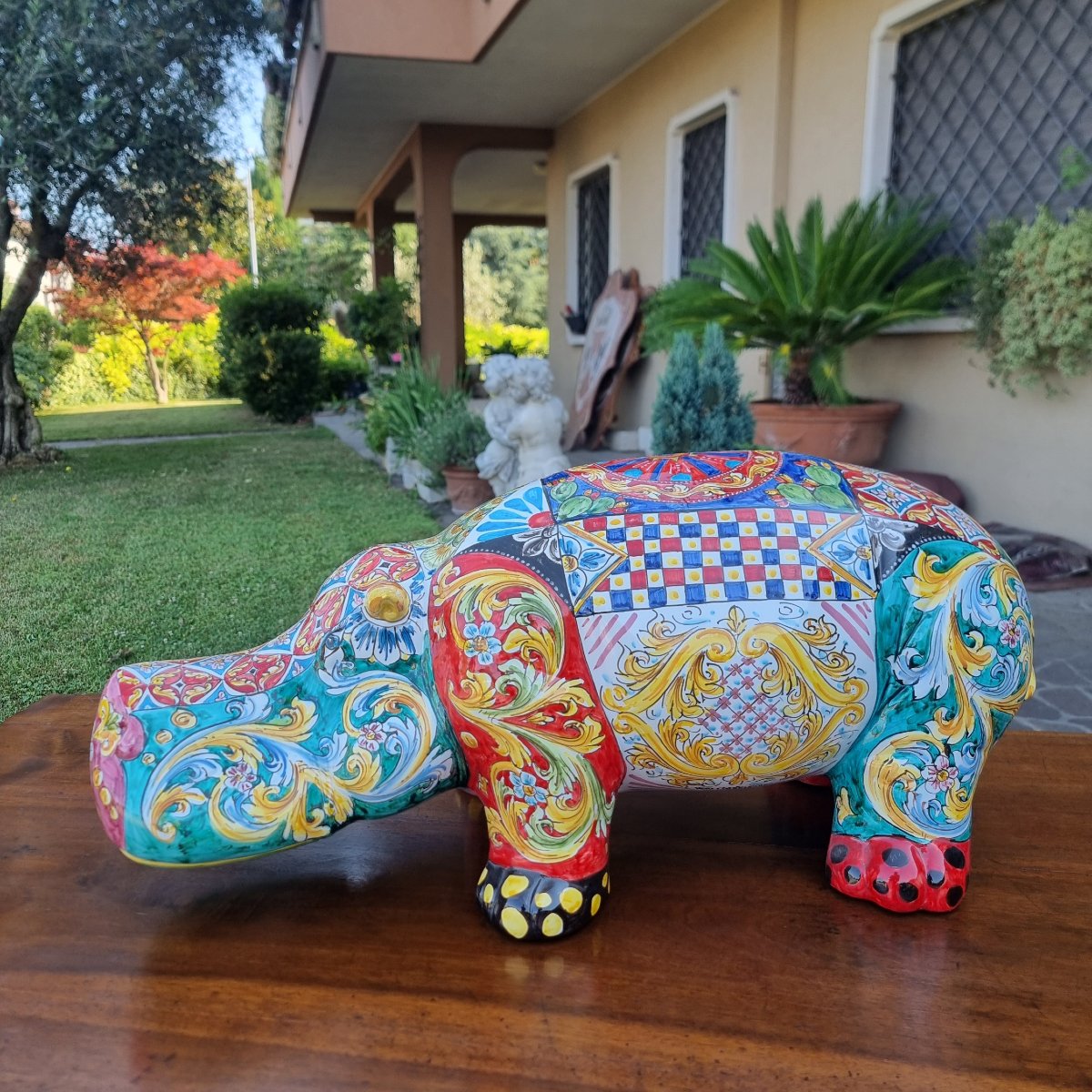 Ippopotamo siciliano in ceramica smaltata a mano 900 Vintage-photo-1