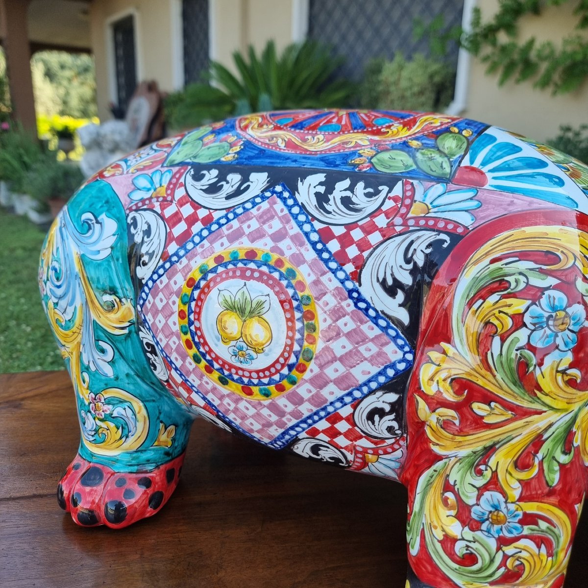 Ippopotamo siciliano in ceramica smaltata a mano 900 Vintage-photo-2