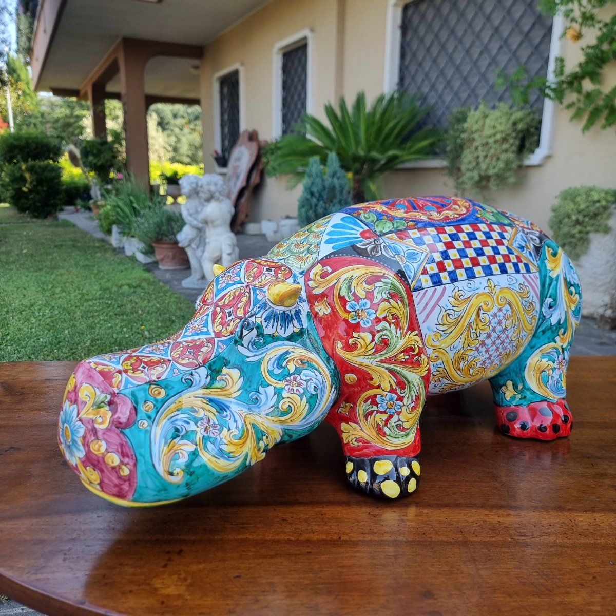 Ippopotamo siciliano in ceramica smaltata a mano 900 Vintage-photo-5