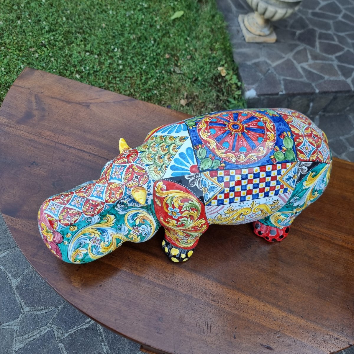 Ippopotamo siciliano in ceramica smaltata a mano 900 Vintage-photo-6