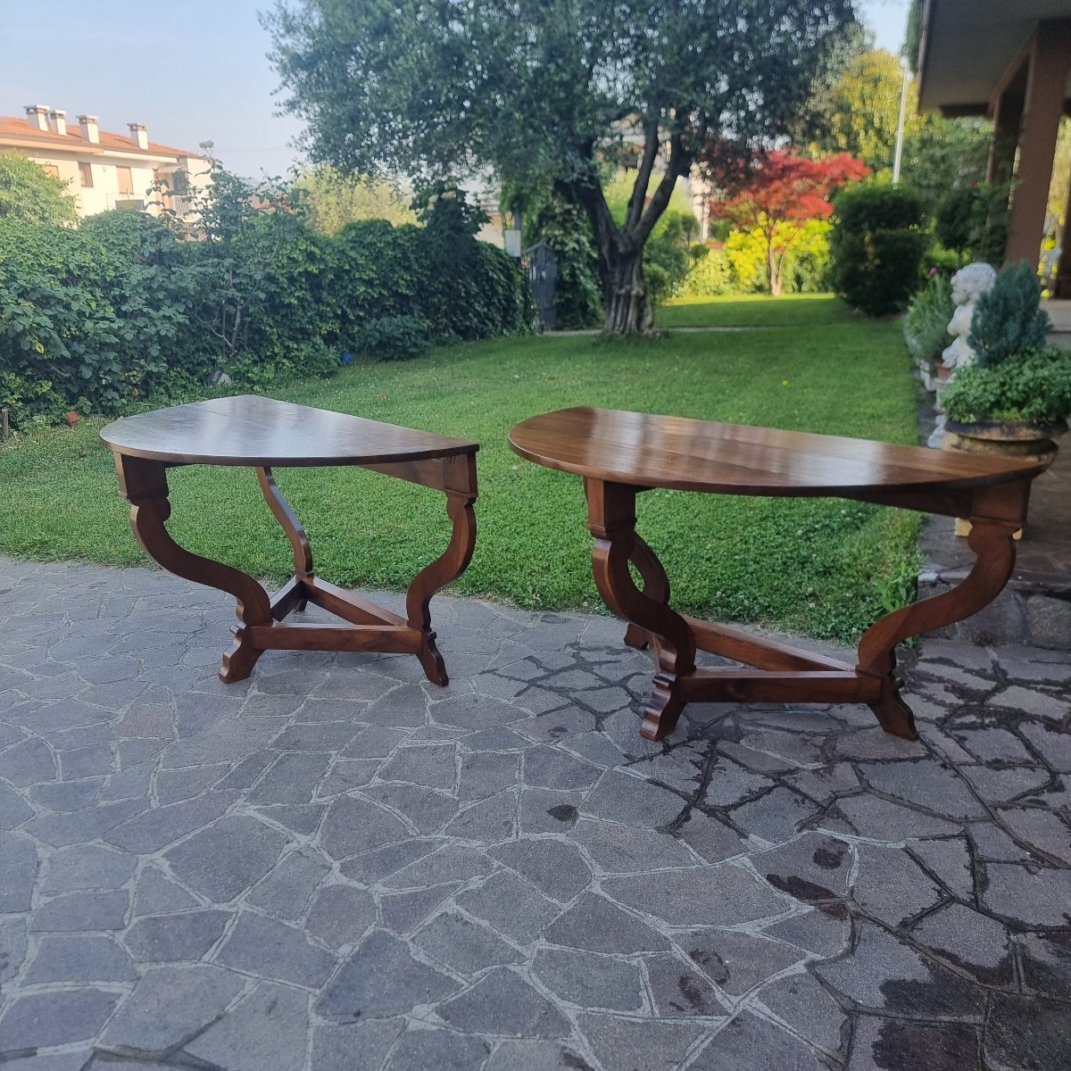 Coppia di consolles Toscane del 700 in noce-photo-4