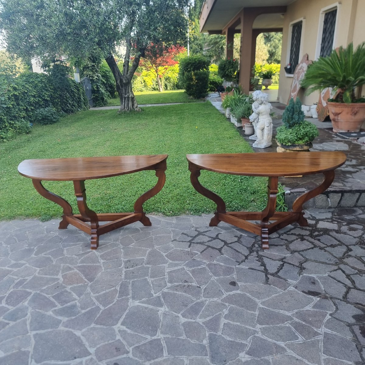 Coppia di consolles Toscane del 700 in noce-photo-4