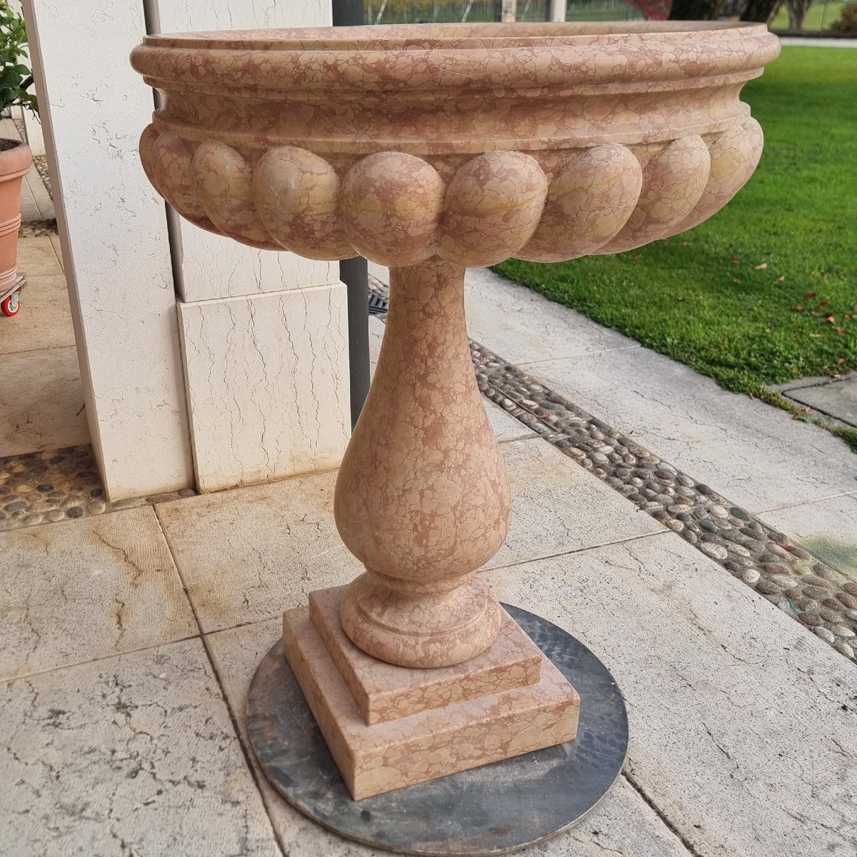 Coppia di acquasantiere del 900 in marmo rosa di Verona-photo-2
