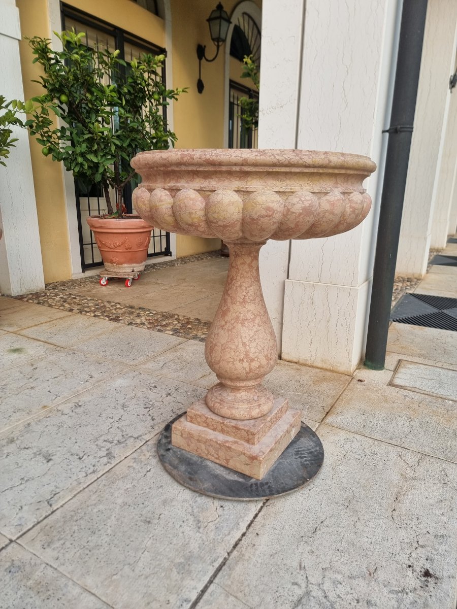 Coppia di acquasantiere del 900 in marmo rosa di Verona-photo-3