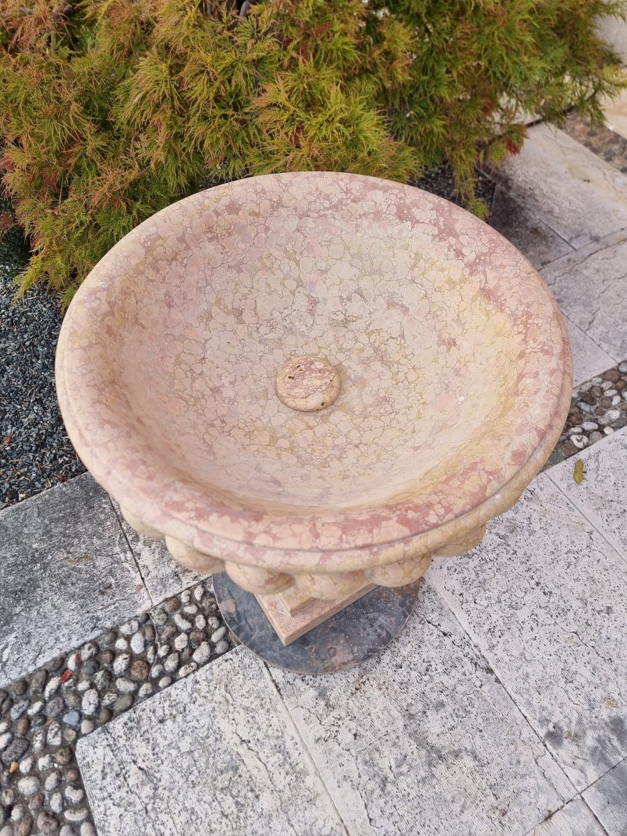 Coppia di acquasantiere del 900 in marmo rosa di Verona-photo-3