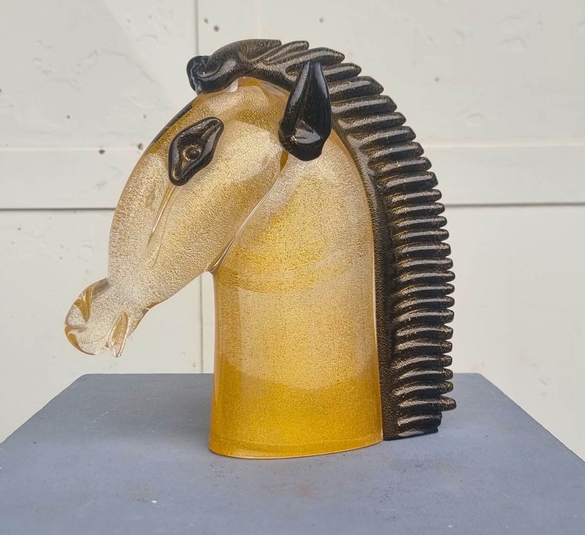 Testa di cavallo in vetro di Murano anni 70 scuola Archimede Seguso-photo-2