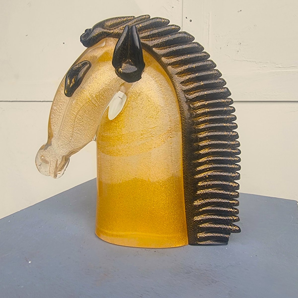 Testa di cavallo in vetro di Murano anni 70 scuola Archimede Seguso-photo-3