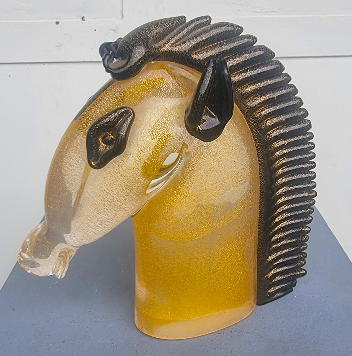 Testa di cavallo in vetro di Murano anni 70 scuola Archimede Seguso-photo-4