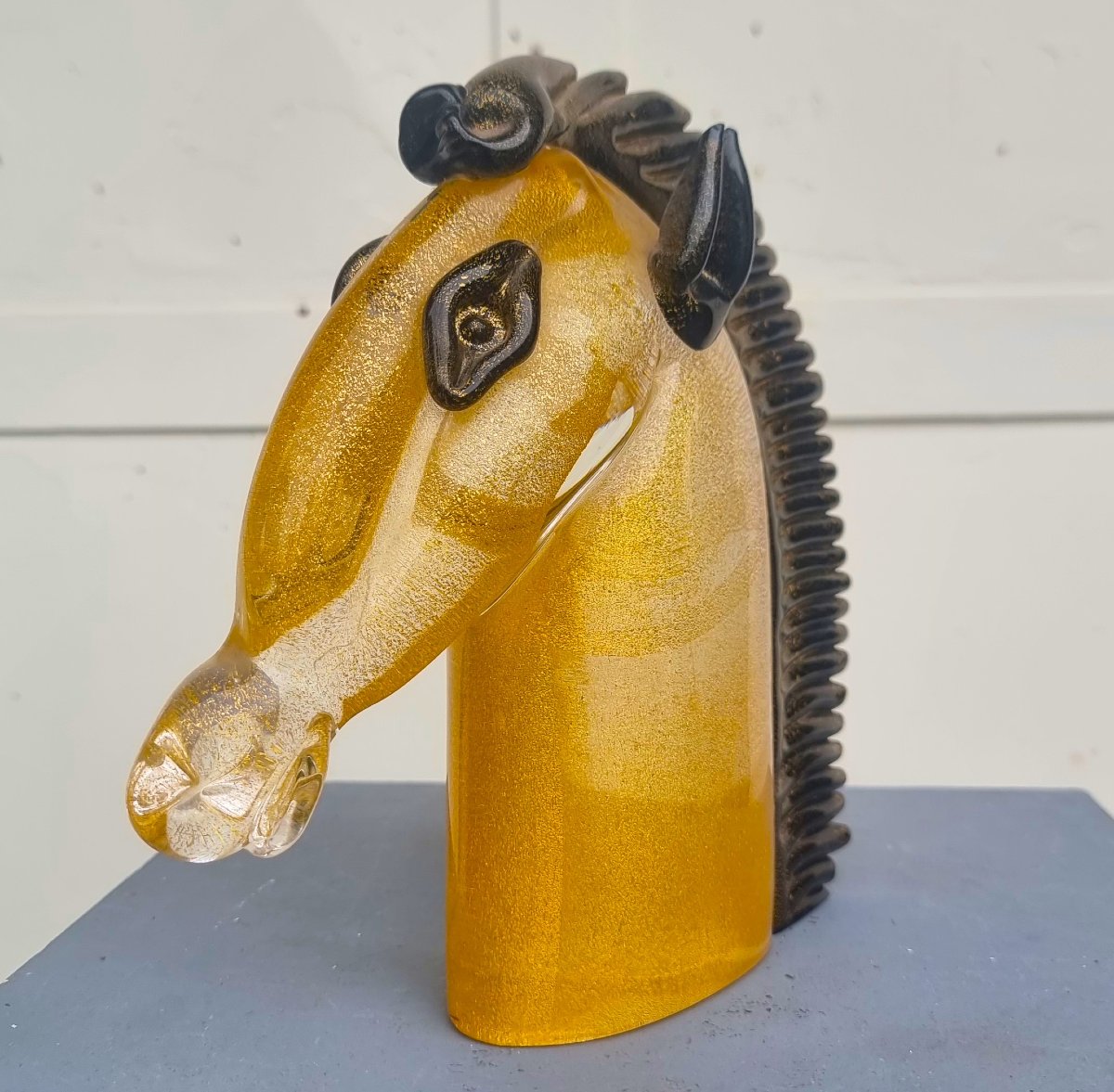 Testa di cavallo in vetro di Murano anni 70 scuola Archimede Seguso-photo-4