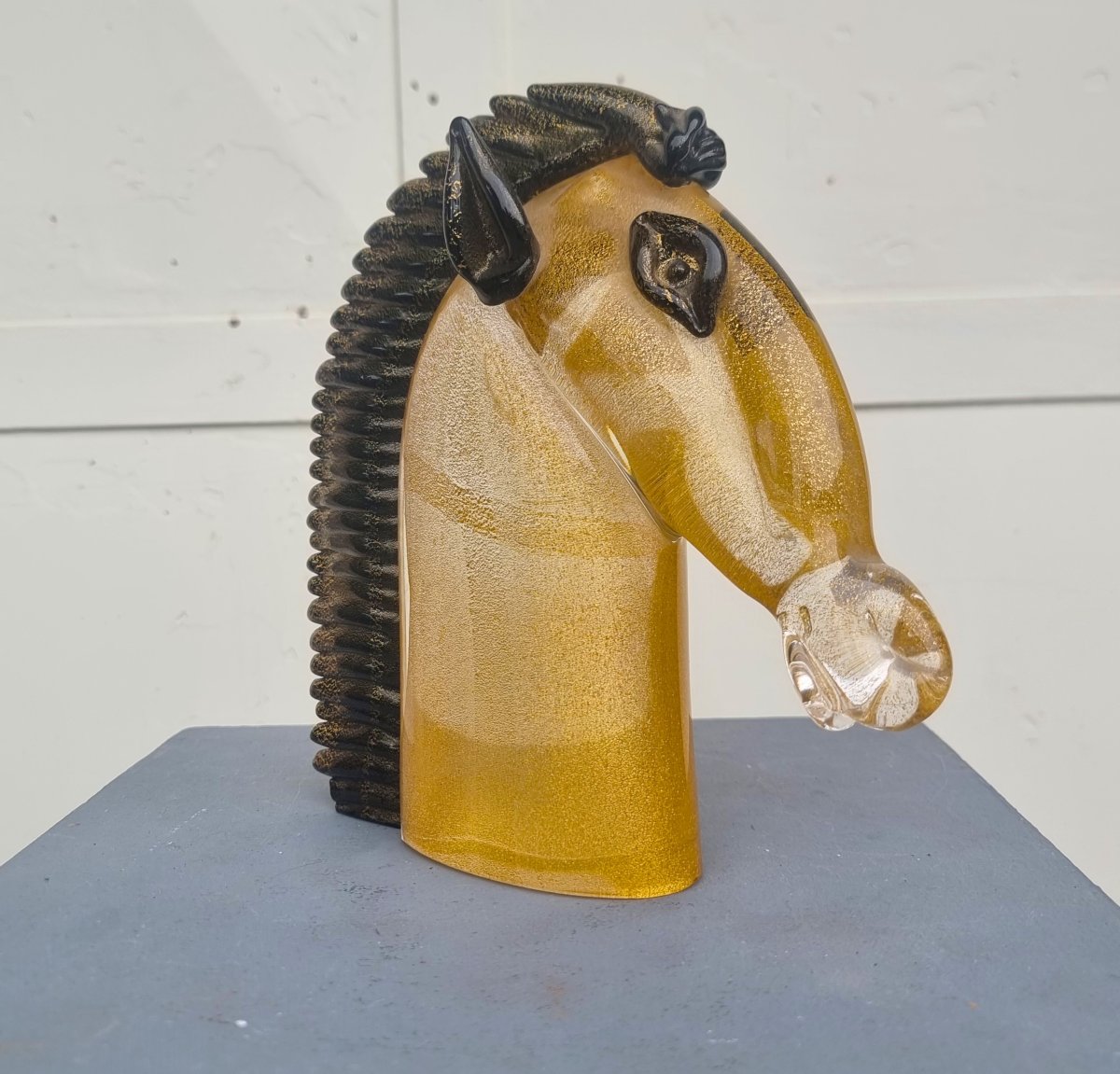 Testa di cavallo in vetro di Murano anni 70 scuola Archimede Seguso