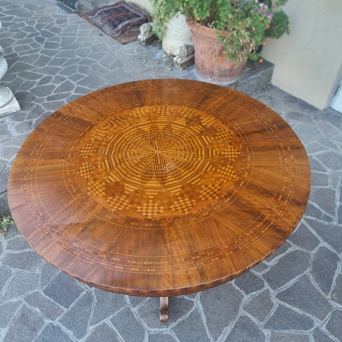 Tavolo Rolo del 1850 con intarsi-photo-3