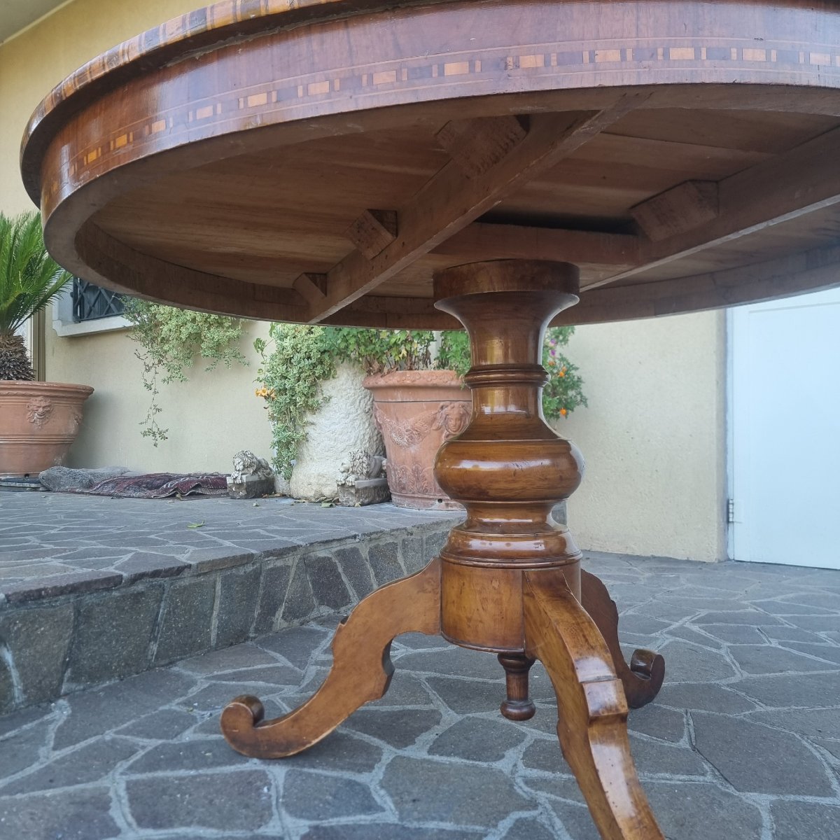 Tavolo Rolo del 1850 con intarsi-photo-3