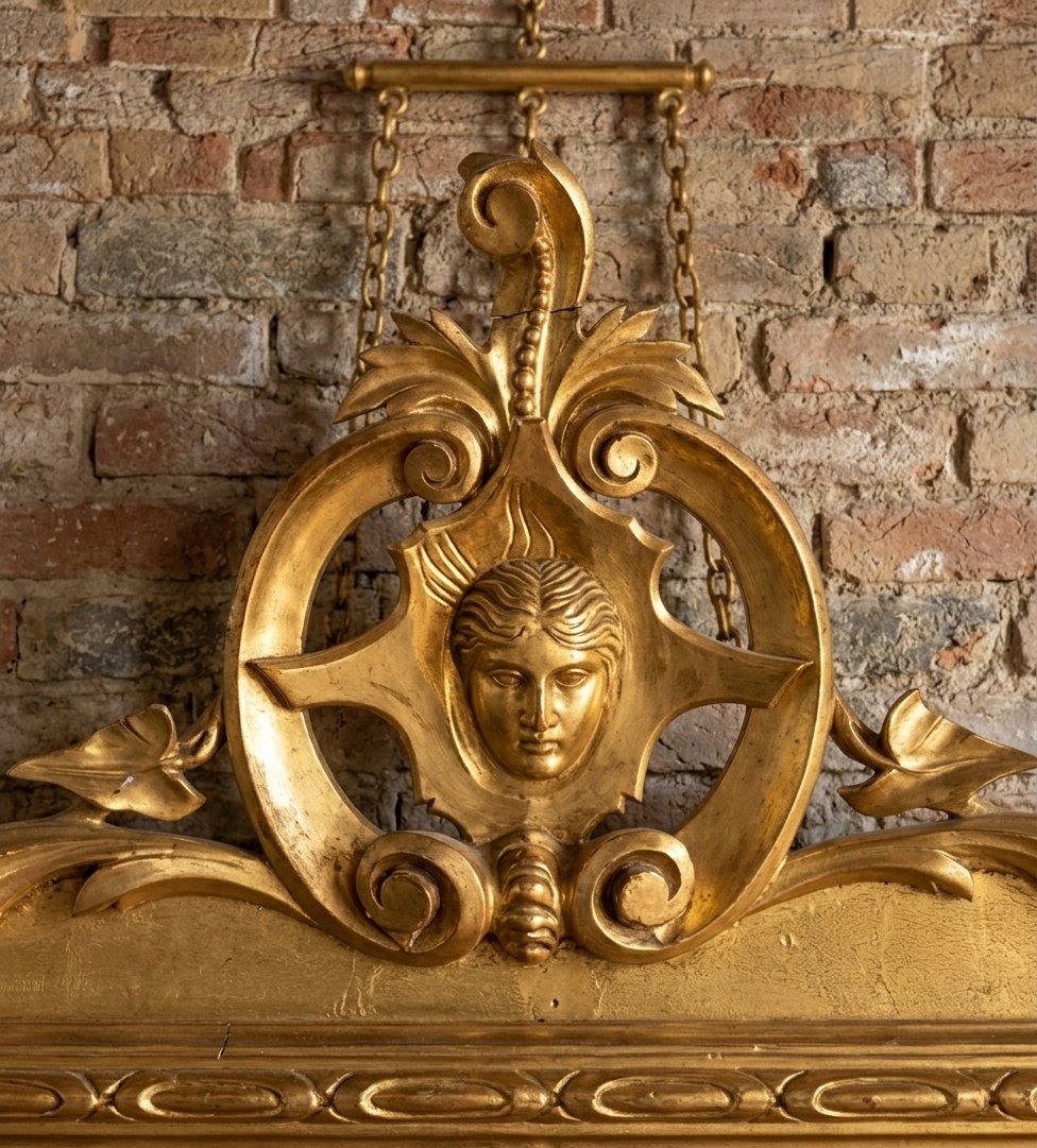 Specchiera lignea del 1850 oro foglia da villa antica toscana-photo-1