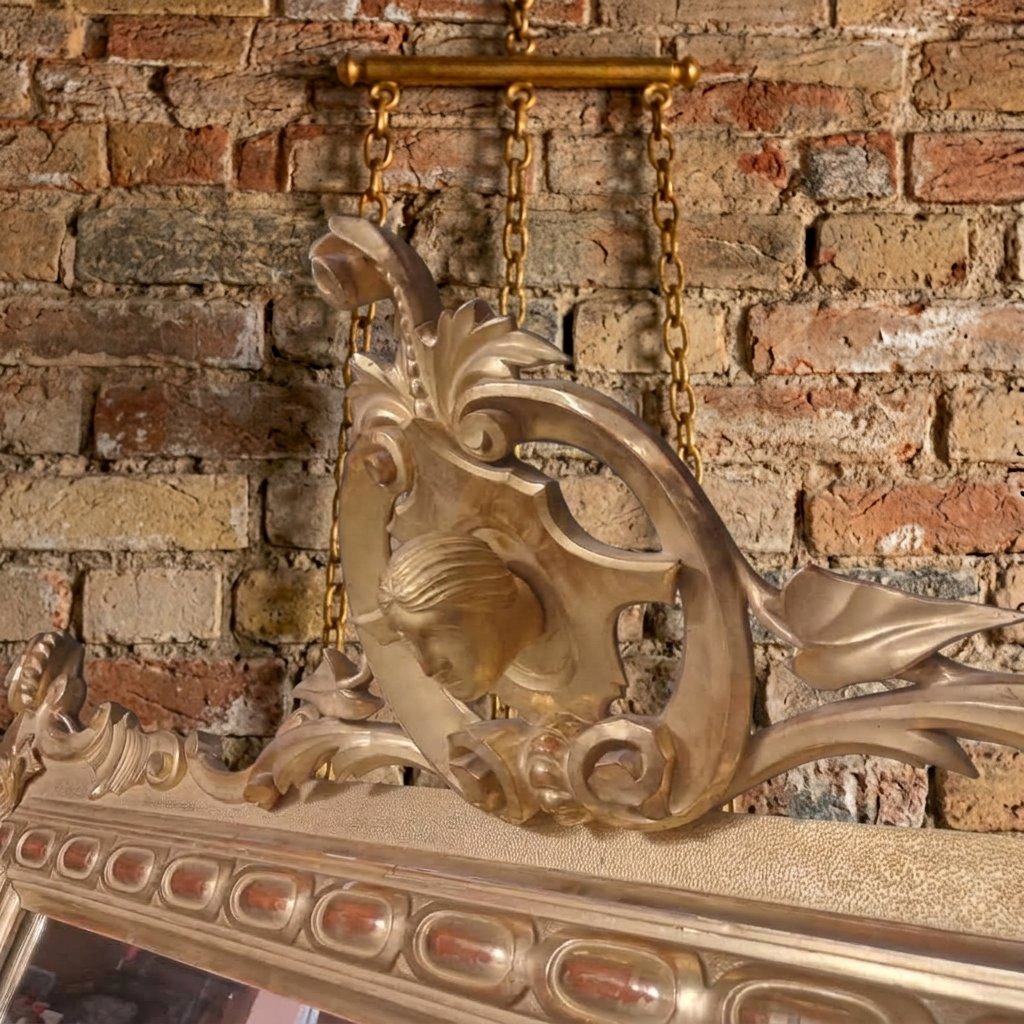 Specchiera lignea del 1850 oro foglia da villa antica toscana-photo-4