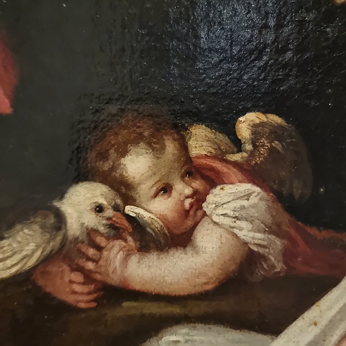 Olio su tela del 600 Venere e Adone Padovanino 1588-1649 da tema Tiziano-photo-3
