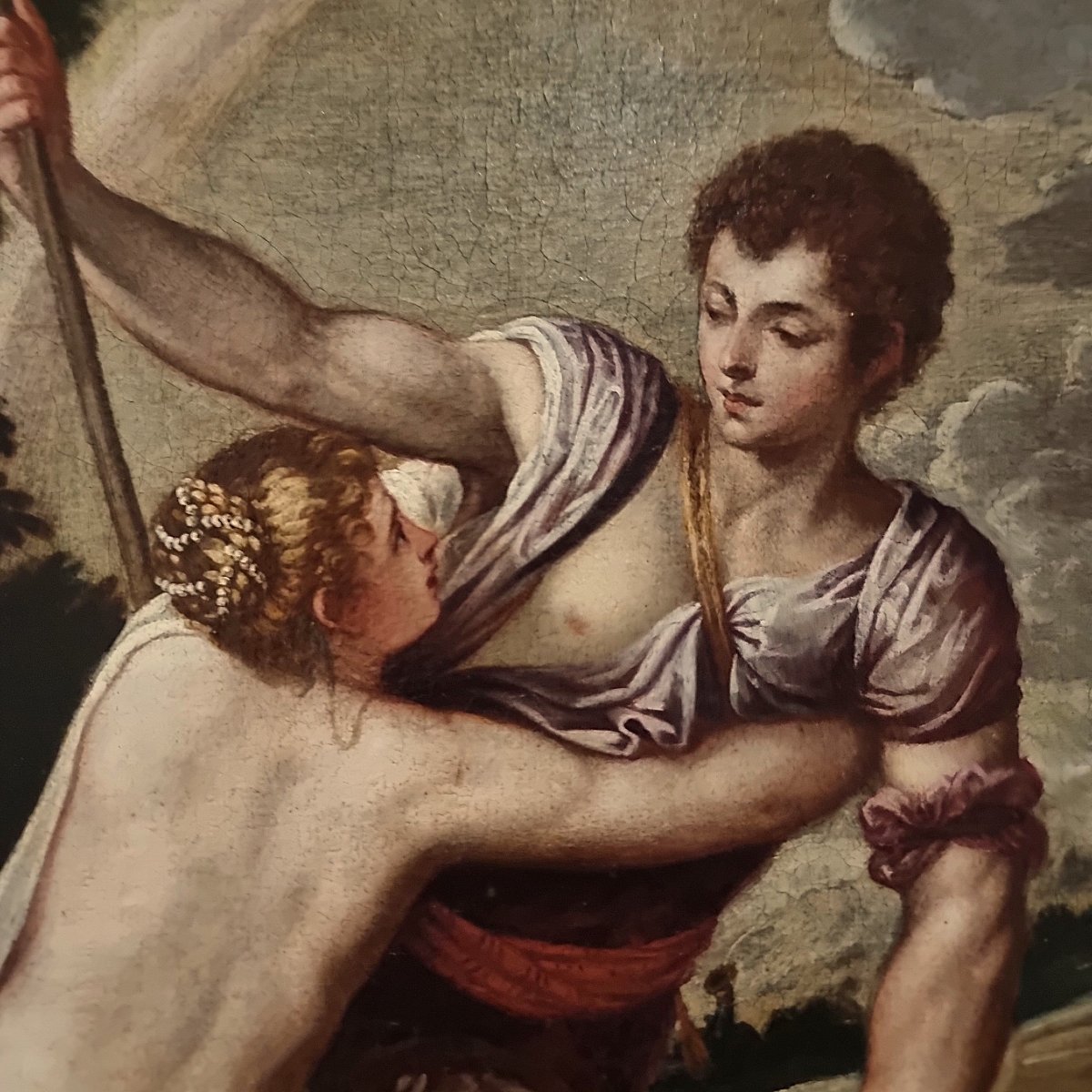 Olio su tela del 600 Venere e Adone Padovanino 1588-1649 da tema Tiziano-photo-4