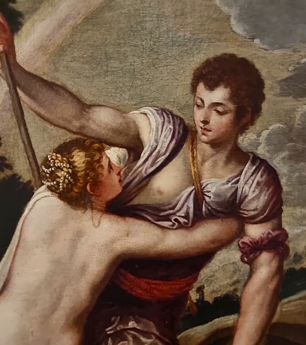 Olio su tela del 600 Venere e Adone Padovanino 1588-1649 da tema Tiziano-photo-7
