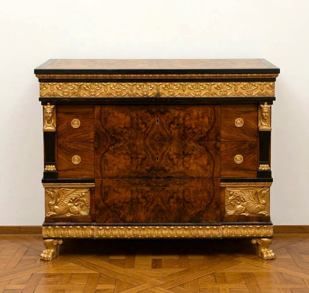 Cassettone in radica di noce Art Decò 1930 da palazzo veneziano-photo-2
