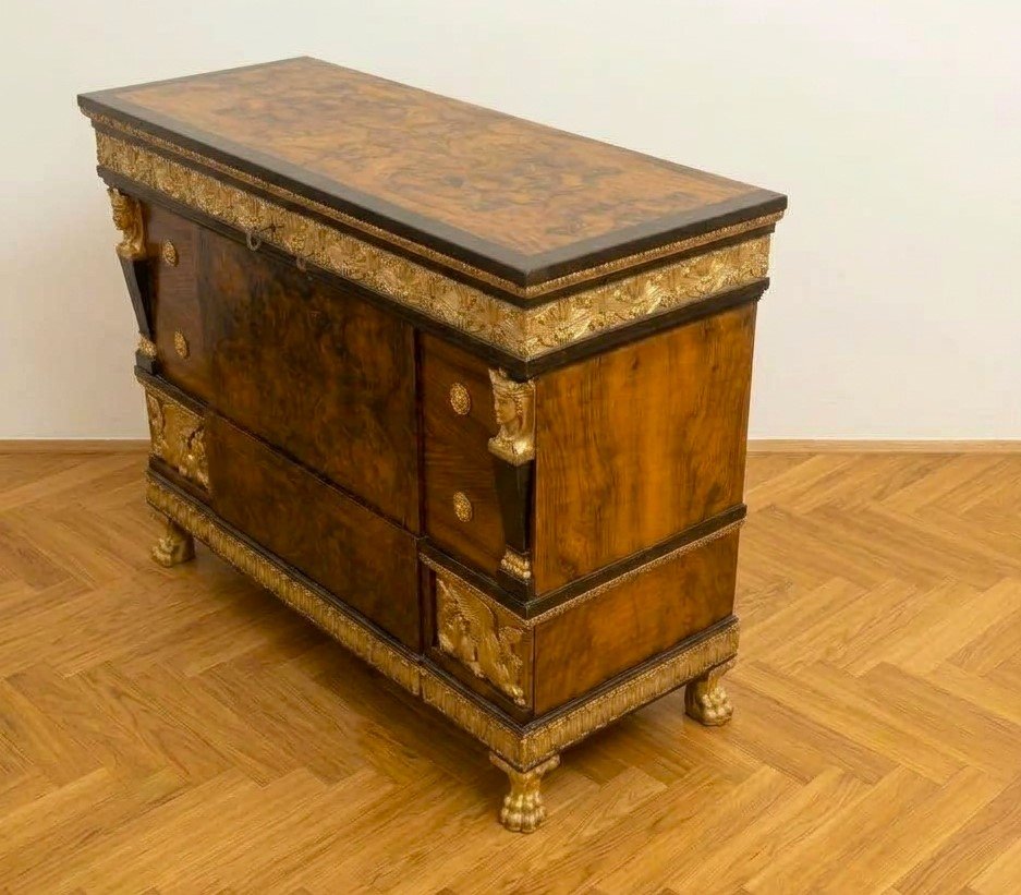 Cassettone in radica di noce Art Decò 1930 da palazzo veneziano-photo-1