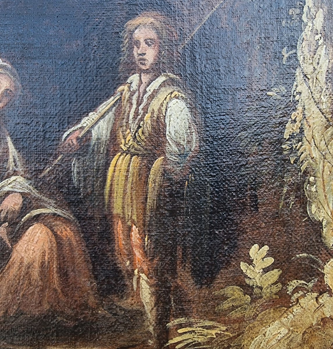 Coppia di paesaggi con personaggi olio su tela del 700 cerchia Claude-Joseph Vernet (1714–1789)-photo-2