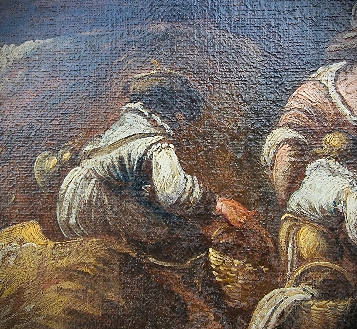 Coppia di paesaggi con personaggi olio su tela del 700 cerchia Claude-Joseph Vernet (1714–1789)-photo-5